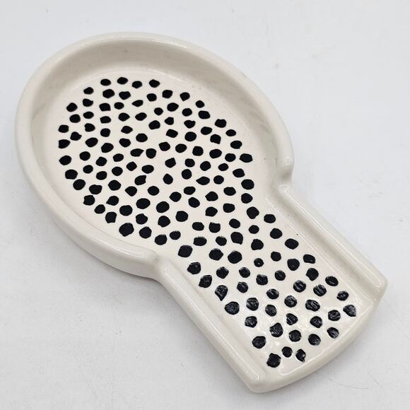 Thyme & Table Ceramic Spoon Rest Black Dot Contemporary Stoneware - Picture 4 of 7